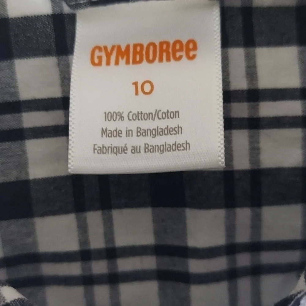 Gymboree Boy's Black & White checkered button-up Shirt Size 10